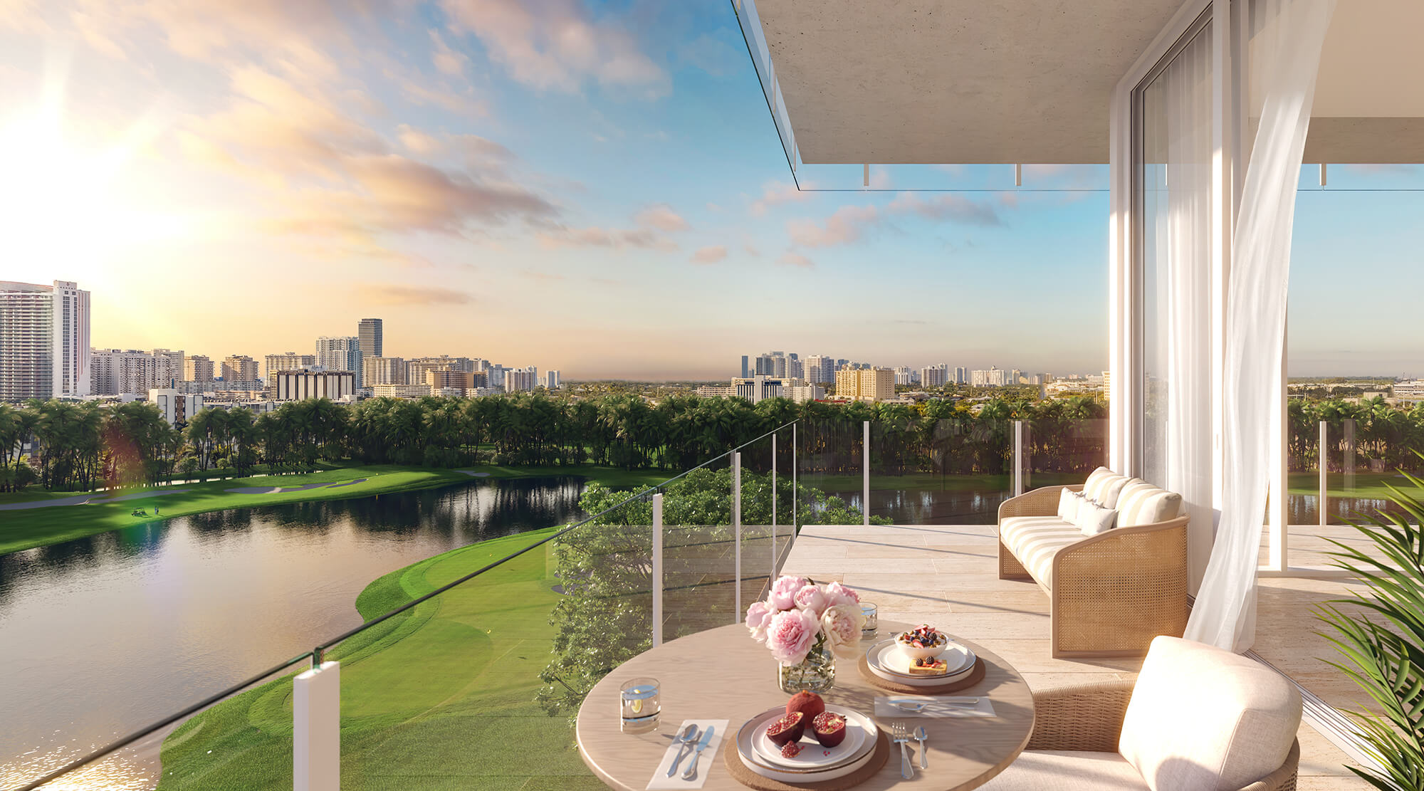 private balcony with sunset views