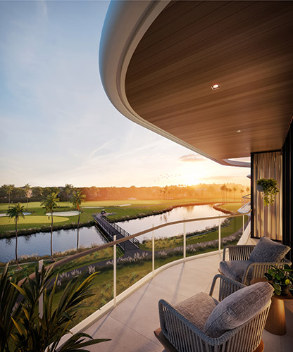 luxury private balcony with gold course views