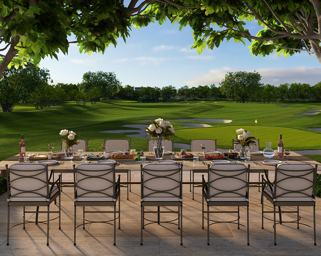 outdoor dining table at the clubhouse