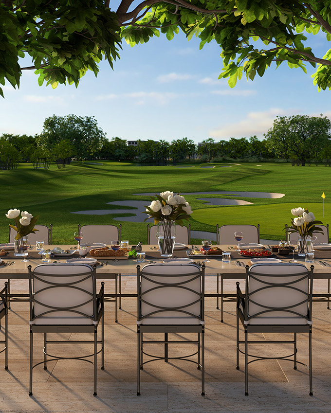 outdoor dining table at the clubhouse