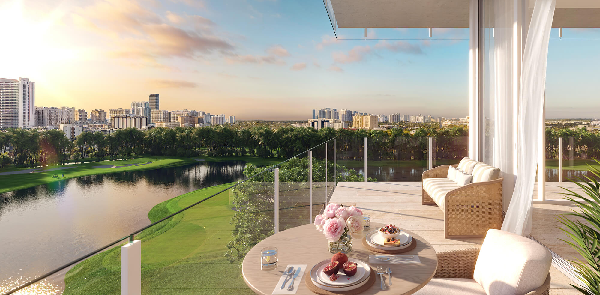 private balcony with sunset views