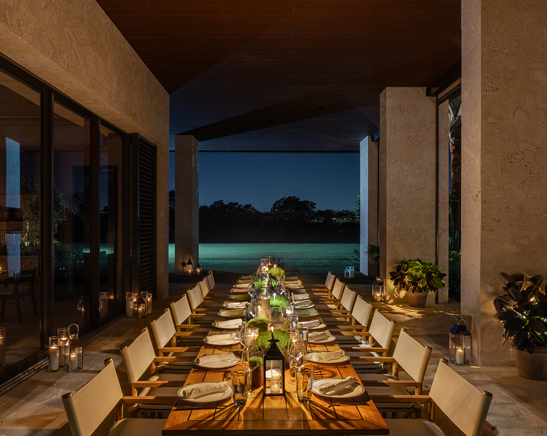 Outdoor table in the evening at the Clubhouse