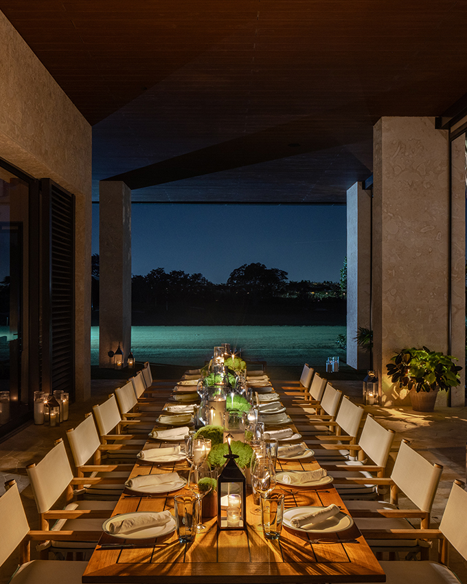 Outdoor table in the evening at the Clubhouse